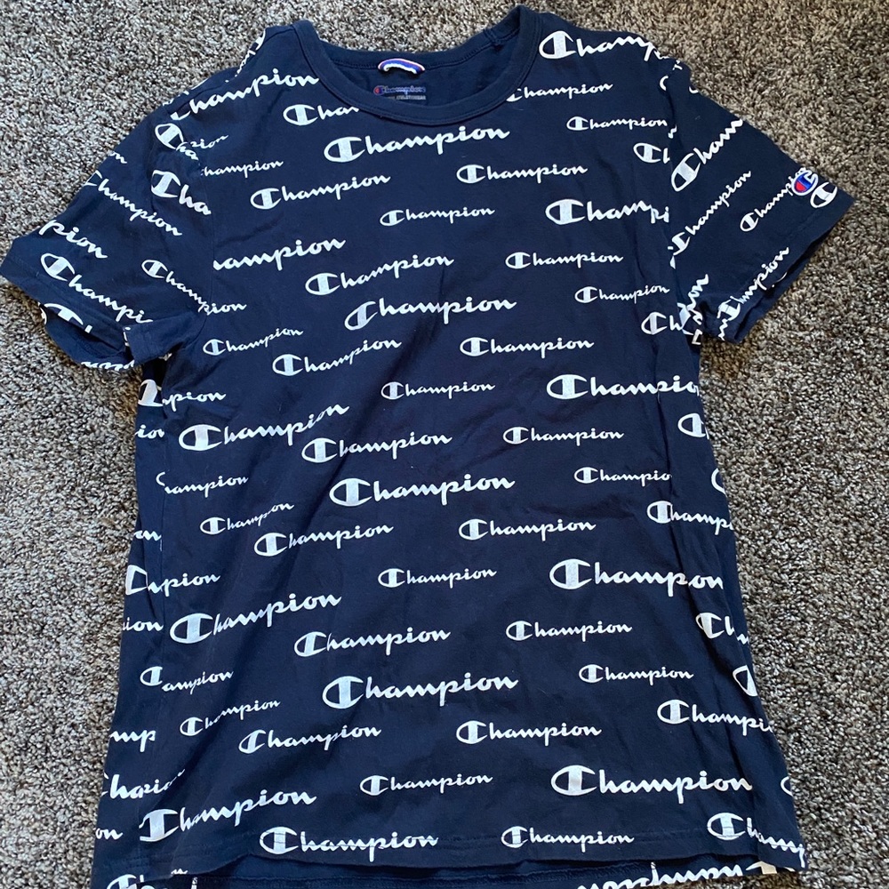 Navy blue Champion patterned shirt men’s medium